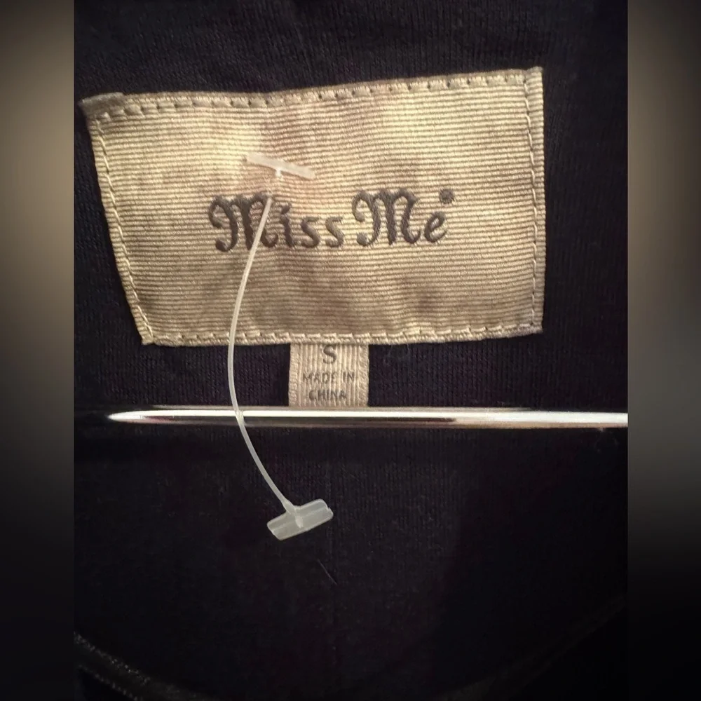 Miss Me Navy drape jacket with Sequin Embellishments on shoulders, size S